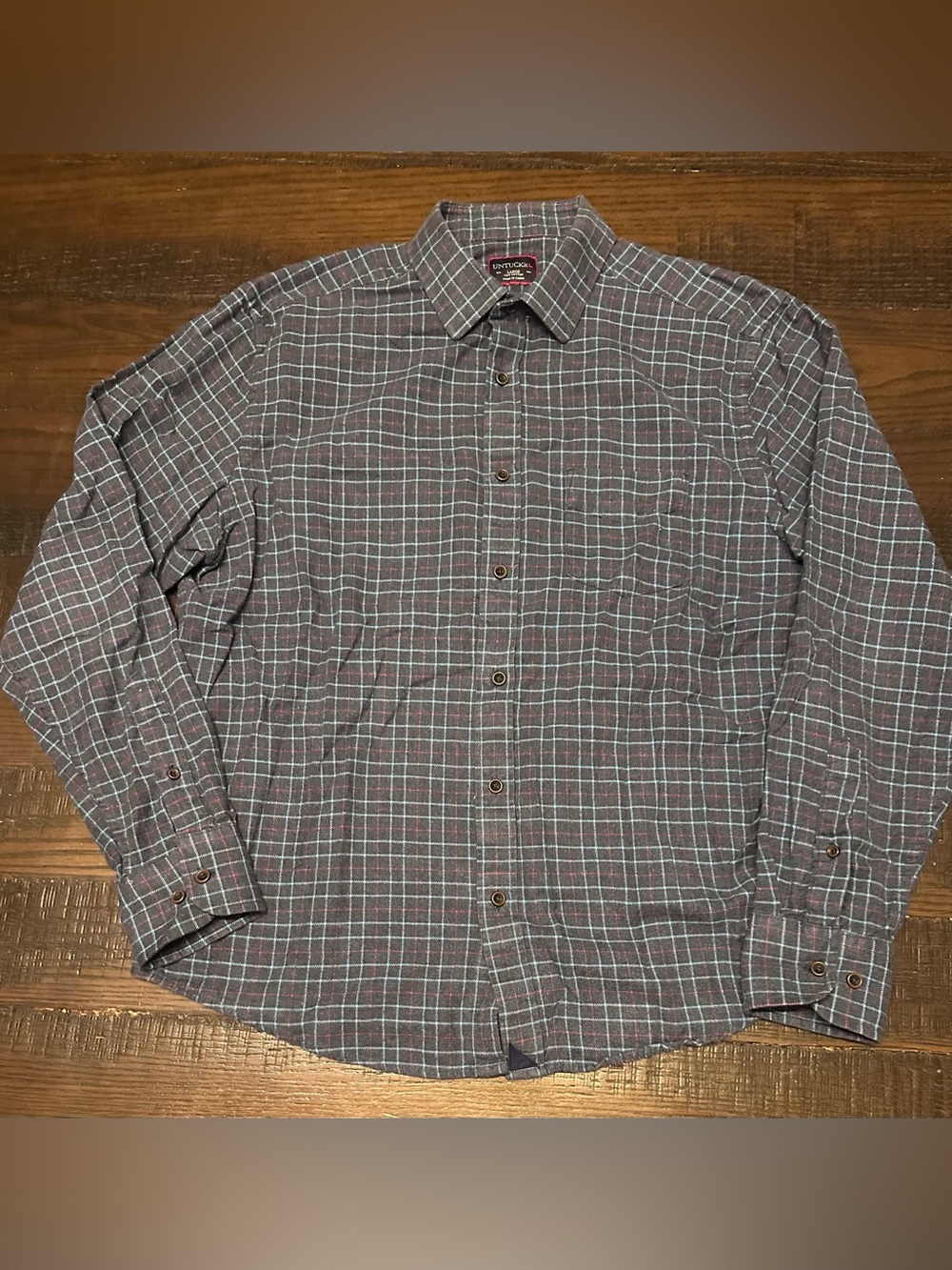 UNTUCKit Grey Plaid Men’s Casual Button Down Size Large